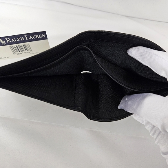 Polo Ralph Lauren Black Pebbled Leather Bi Fold Wallet And Catalina Pass Insert - Picture 7 of 8